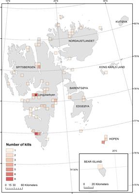 Relating polar bears killed, human presence, and ice conditions in Svalbard 1987–2019